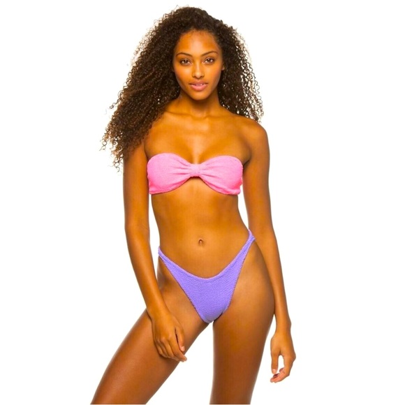 Hunza G Bikini Set Lilac Purple Bubblegum Pink Jean Bandeau